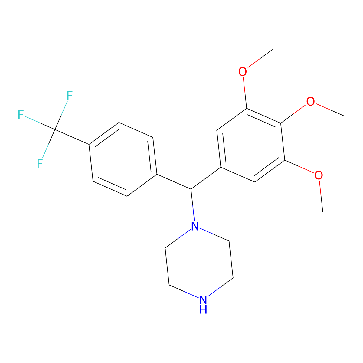 1-[[4-(Trifluoromethyl)phenyl](3,4,5-trimethoxyphenyl)methyl]piperazine molecular structure, CAS 518289-30-0