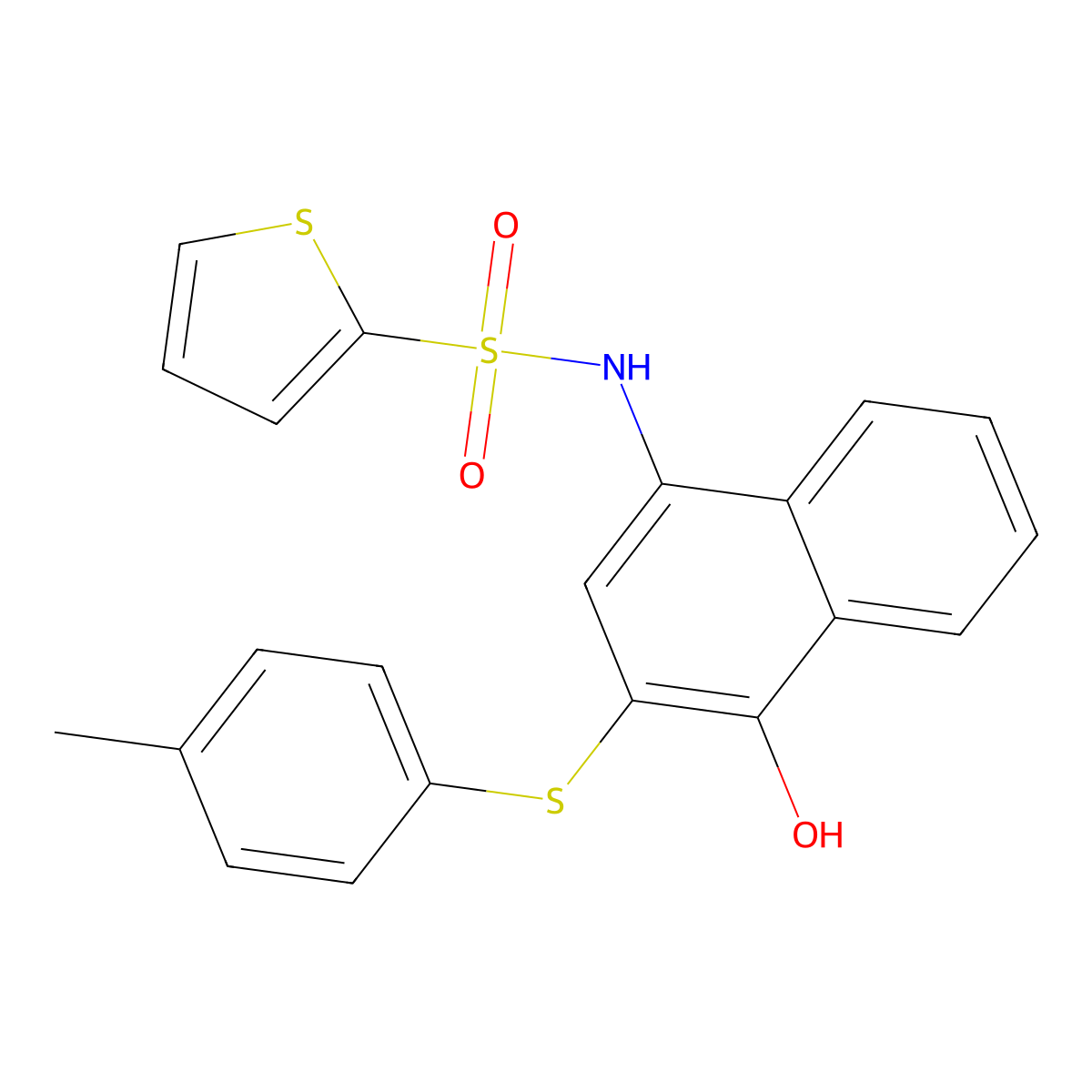 N-{4-hydroxy-3-[(4-methylphenyl)sulfanyl]naphthalen-1-yl}thiophene-2-sulfonamide molecular structure, CAS 518303-17-8