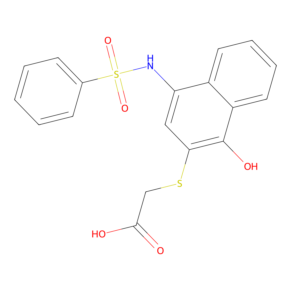 2-[(4-Benzenesulfonamido-1-hydroxynaphthalen-2-yl)sulfanyl]acetic acid molecular structure, CAS 518303-19-0