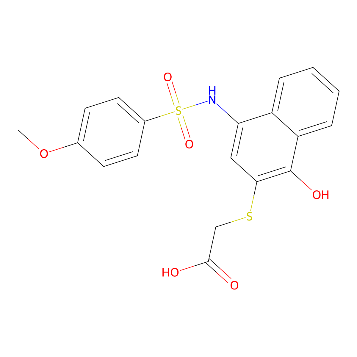 [(1-Hydroxy-4-{[(4-methoxyphenyl)sulfonyl]amino}-2-naphthyl)thio]acetic acid molecular structure, CAS 518303-25-8