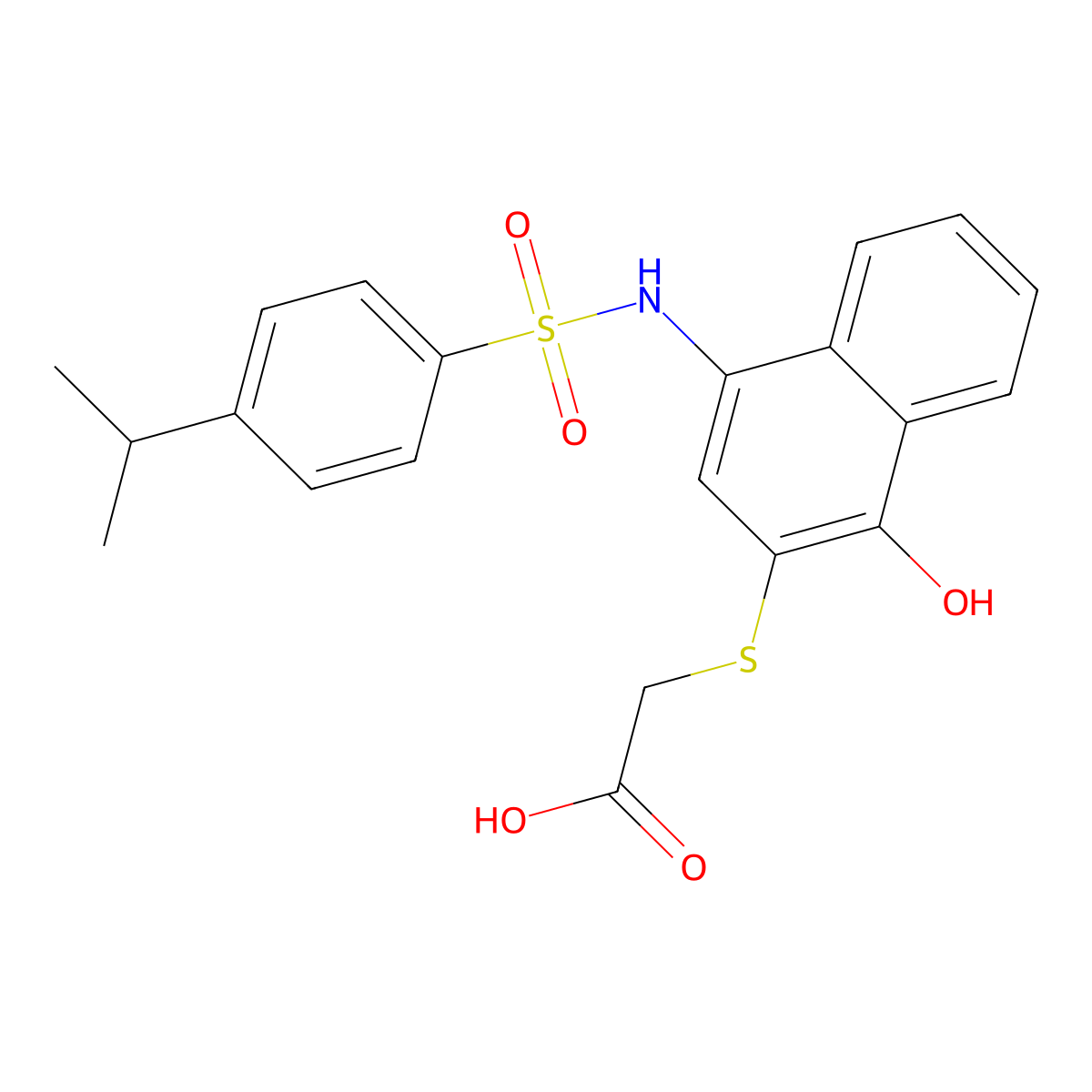 2-((1-Hydroxy-4-(4-isopropylphenylsulfonamido)naphthalen-2-yl)thio)acetic acid molecular structure, CAS 518303-31-6