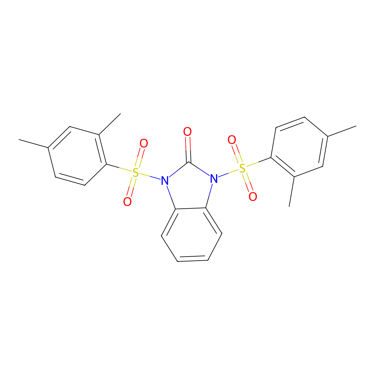 1,3-Bis[(2,4-dimethylphenyl)sulfonyl]benzimidazol-2-one molecular structure, CAS 518303-55-4