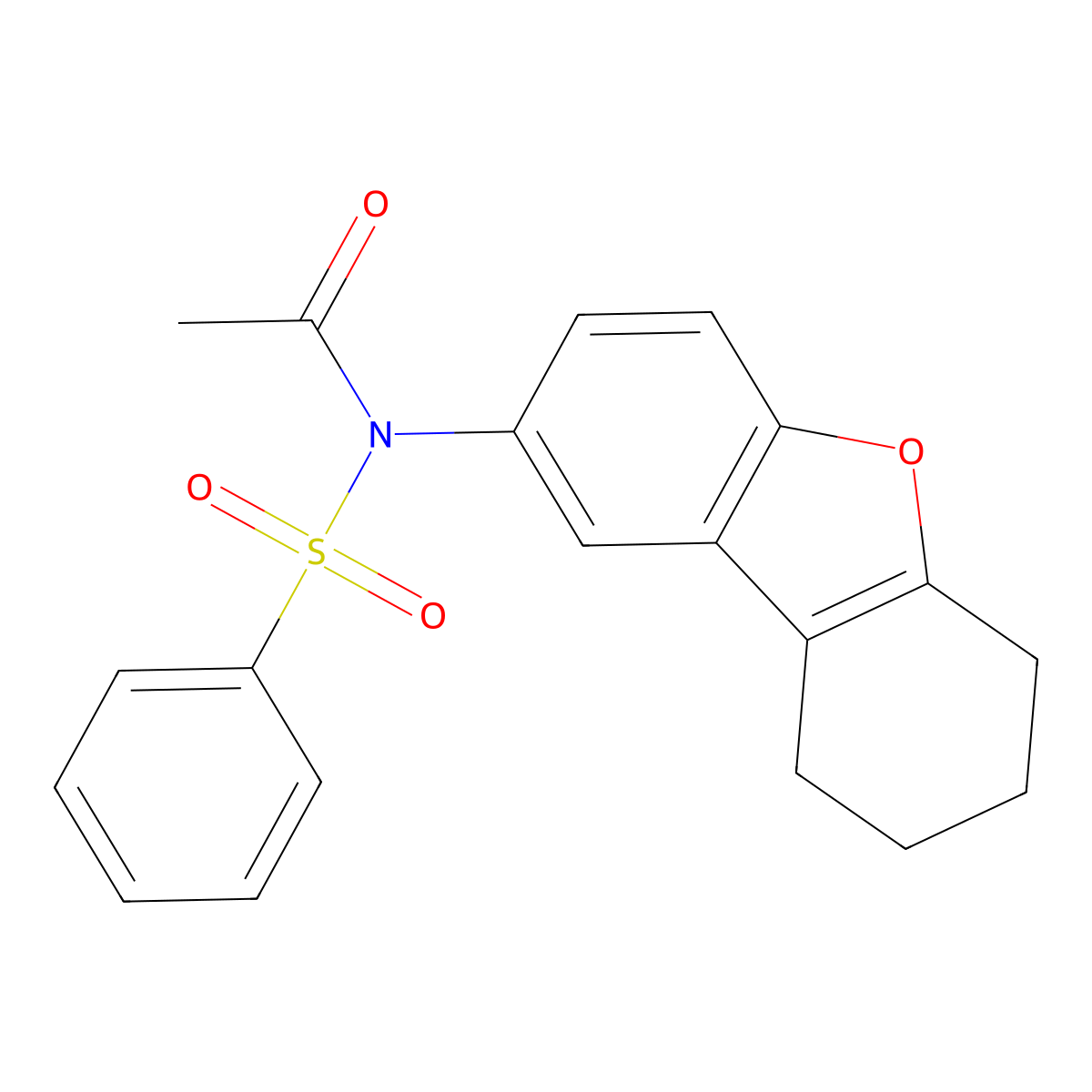 N-(benzenesulfonyl)-N-(6,7,8,9-tetrahydrodibenzofuran-2-yl)acetamide molecular structure, CAS 518303-90-7