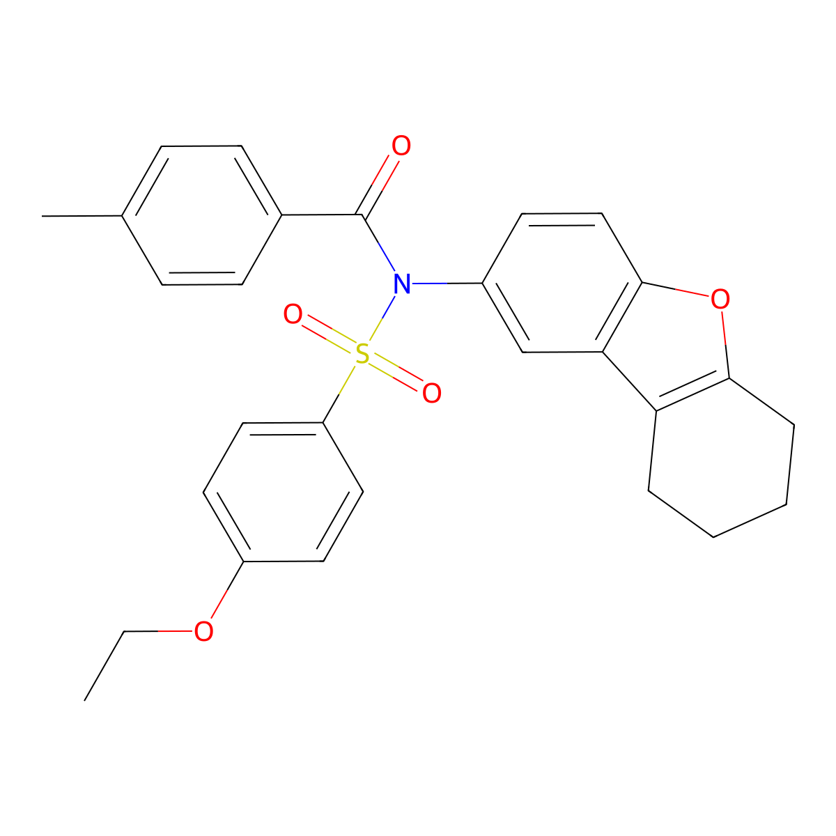 N-(4-ethoxyphenyl)sulfonyl-4-methyl-N-(6,7,8,9-tetrahydrodibenzofuran-2-yl)benzamide molecular structure, CAS 518304-44-4