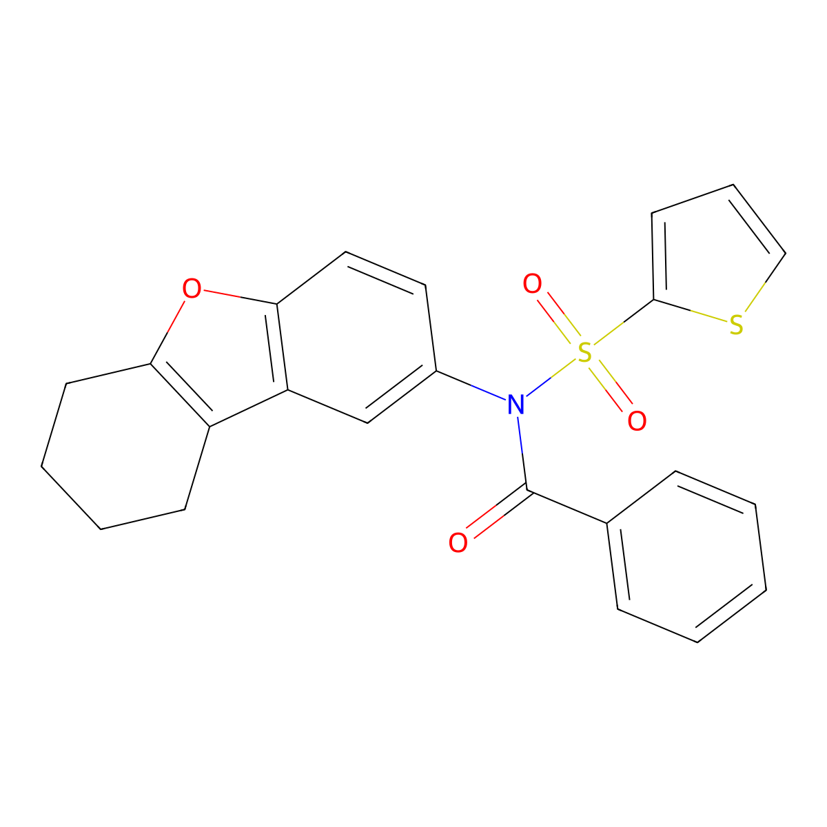 N-(6,7,8,9-tetrahydrodibenzofuran-2-yl)-N-thiophen-2-ylsulfonylbenzamide molecular structure, CAS 518305-26-5