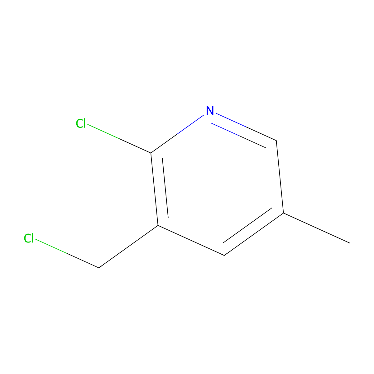 2-Chloro-3-(chloromethyl)-5-methylpyridine molecular structure, CAS 518314-63-1