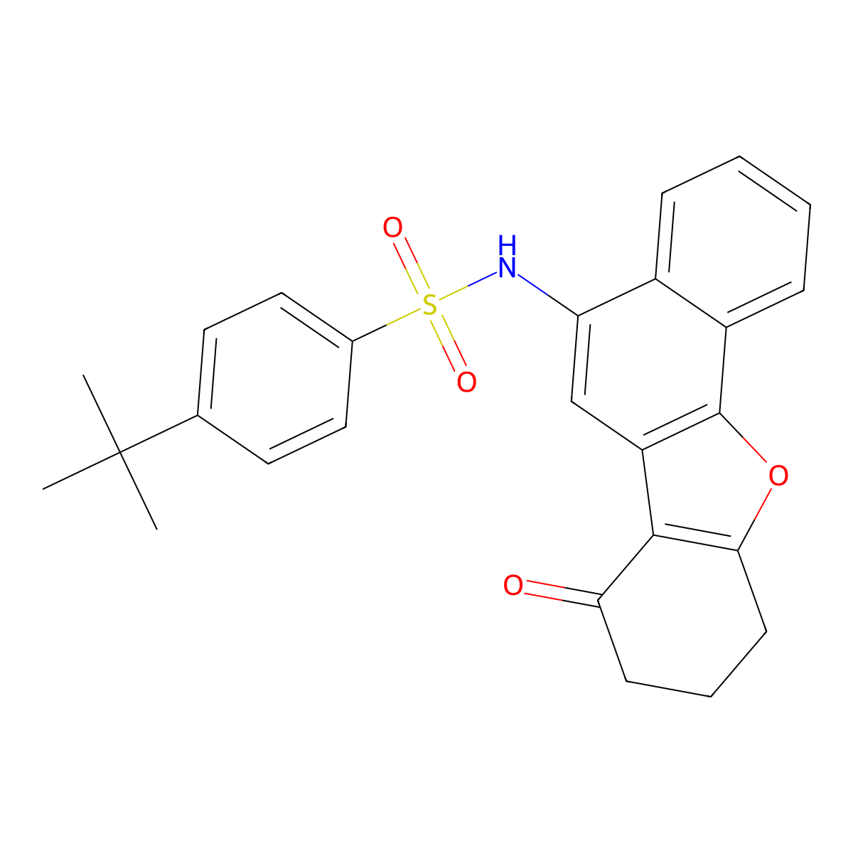 4-tert-butyl-N-{12-oxo-17-oxatetracyclo[8.7.0.0^{2,7}.0^{11,16}]heptadeca-1,3,5,7,9,11(16)-hexaen-8-yl}benzene-1-sulfonamide molecular structure, CAS 518317-37-8