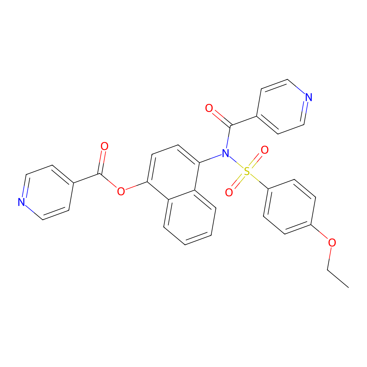 [4-[(4-ethoxyphenyl)sulfonyl-(pyridine-4-carbonyl)amino]naphthalen-1-yl] Pyridine-4-carboxylate molecular structure, CAS 518317-88-9