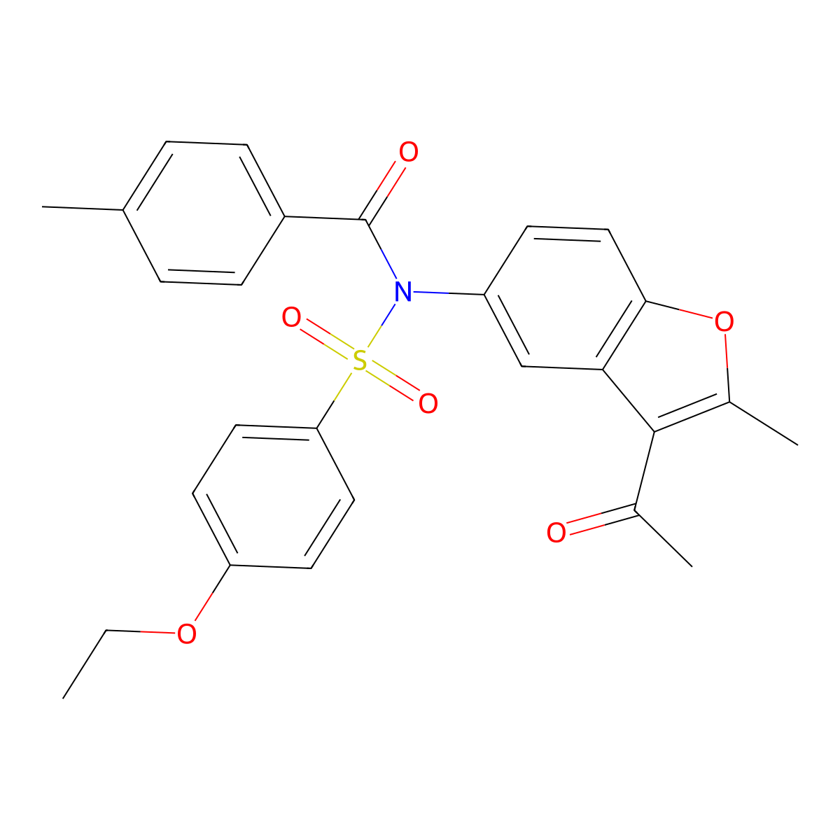 N-(3-acetyl-2-methyl-1-benzofuran-5-yl)-4-ethoxy-N-(4-methylbenzoyl)benzenesulfonamide molecular structure, CAS 518318-17-7