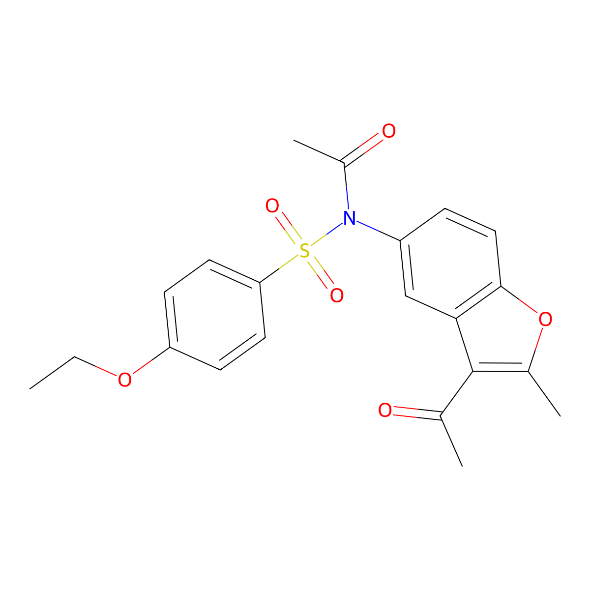 N-(3-acetyl-2-methyl-1-benzofuran-5-yl)-N-(4-ethoxyphenyl)sulfonylacetamide molecular structure, CAS 518318-20-2