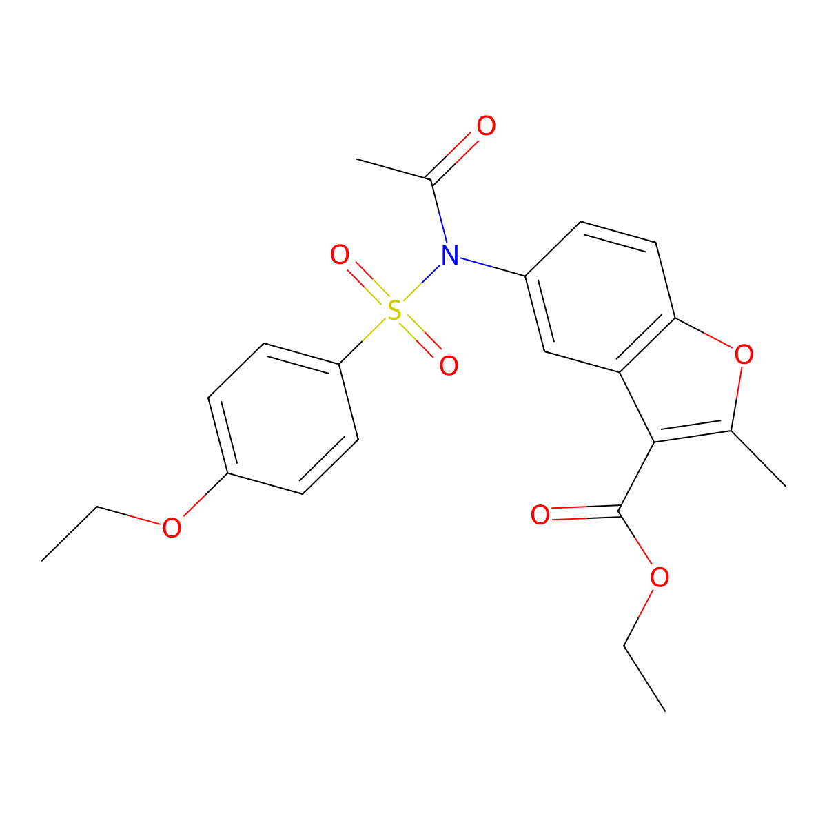 Ethyl 5-[acetyl-(4-ethoxyphenyl)sulfonylamino]-2-methyl-1-benzofuran-3-carboxylate molecular structure, CAS 518318-21-3
