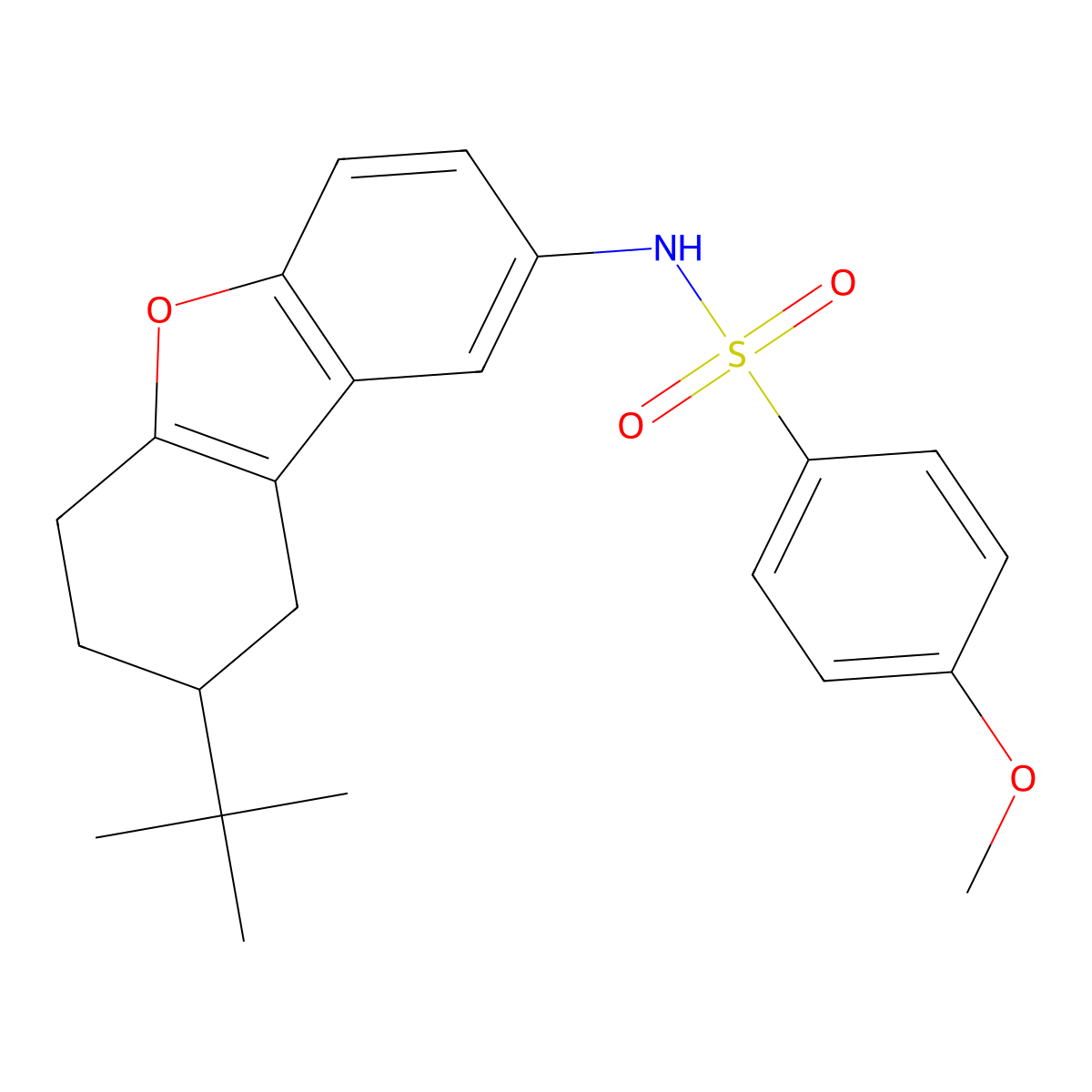 N-(8-tert-butyl-6,7,8,9-tetrahydrodibenzofuran-2-yl)-4-methoxybenzenesulfonamide molecular structure, CAS 518318-35-9