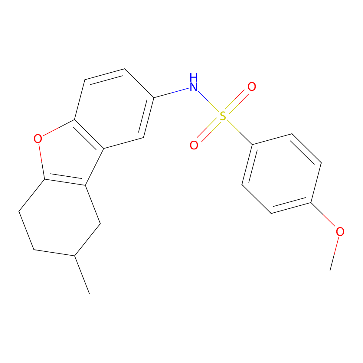 4-methoxy-N-(8-methyl-6,7,8,9-tetrahydrodibenzo[b,d]furan-2-yl)benzenesulfonamide molecular structure, CAS 518318-38-2