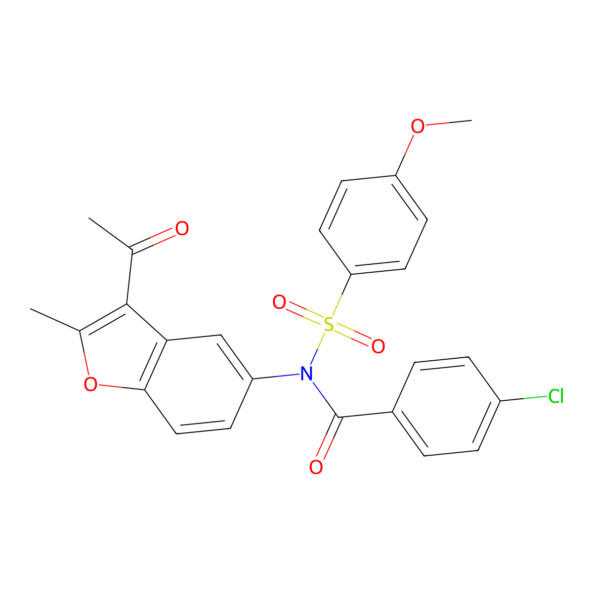 N-(3-acetyl-2-methyl-1-benzofuran-5-yl)-4-chloro-N-[(4-methoxyphenyl)sulfonyl]benzamide molecular structure, CAS 518318-53-1