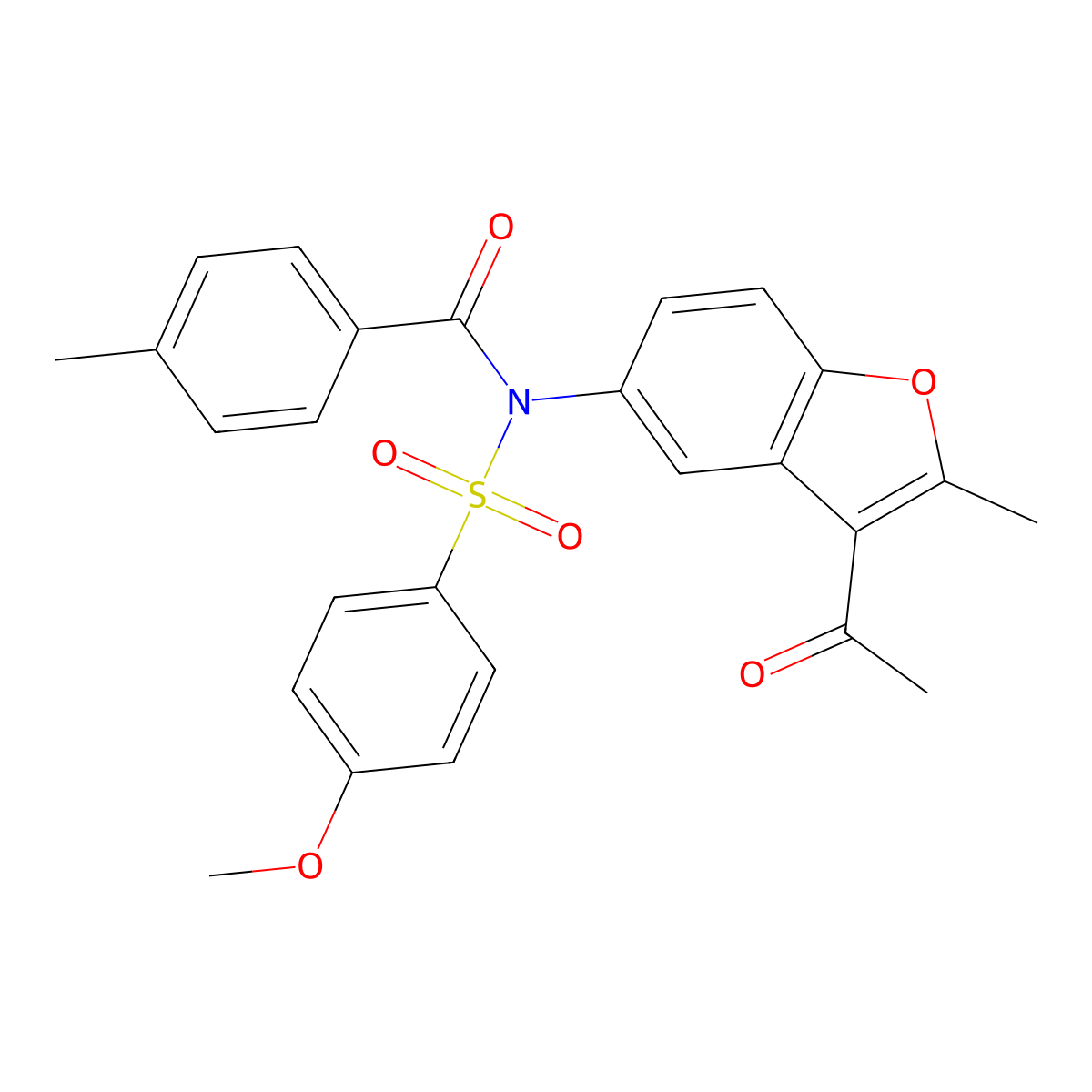 N-(3-acetyl-2-methyl-1-benzofuran-5-yl)-4-methoxy-N-(4-methylbenzoyl)benzenesulfonamide molecular structure, CAS 518318-55-3