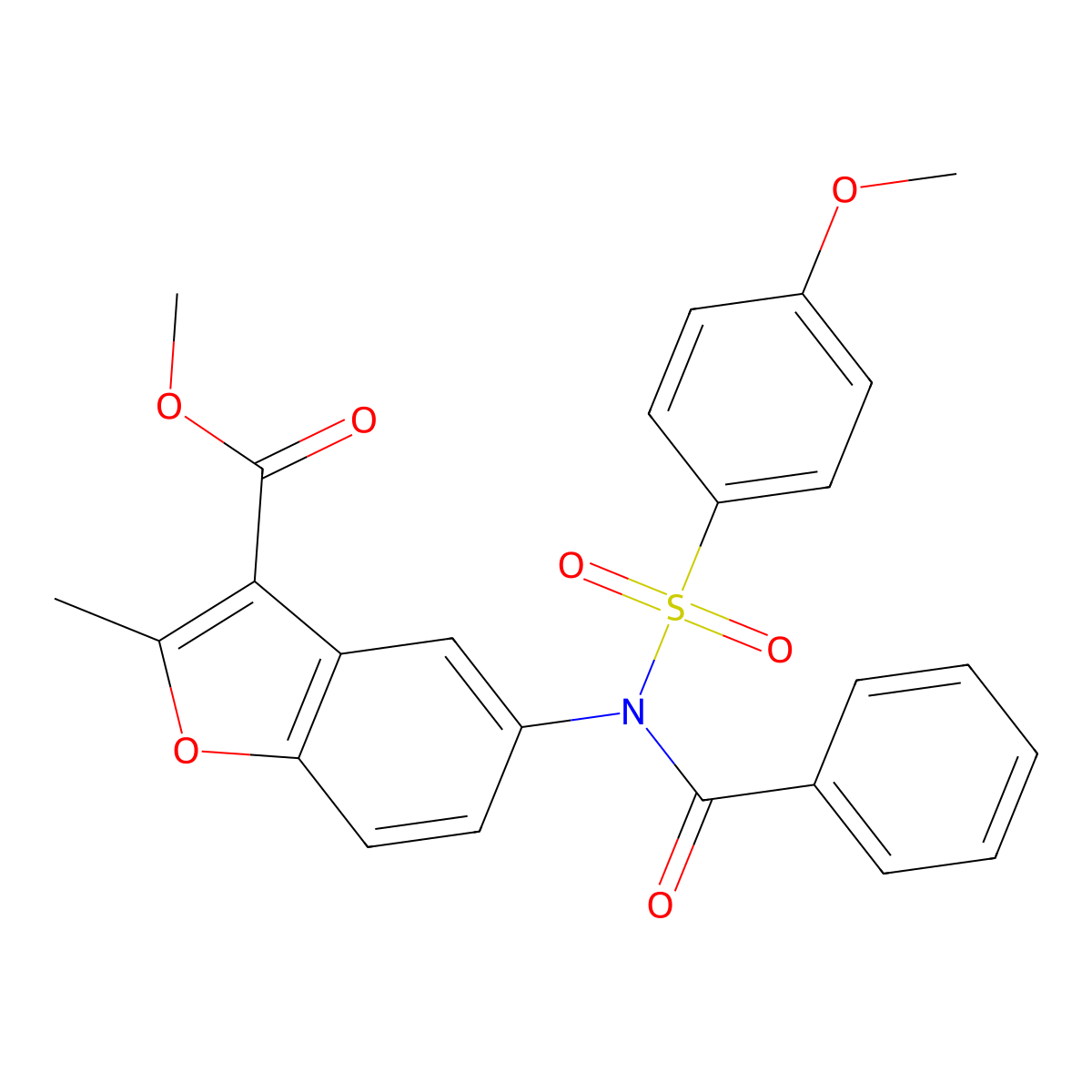 methyl 5-(N-((4-methoxyphenyl)sulfonyl)benzamido)-2-methylbenzofuran-3-carboxylate molecular structure, CAS 518318-58-6