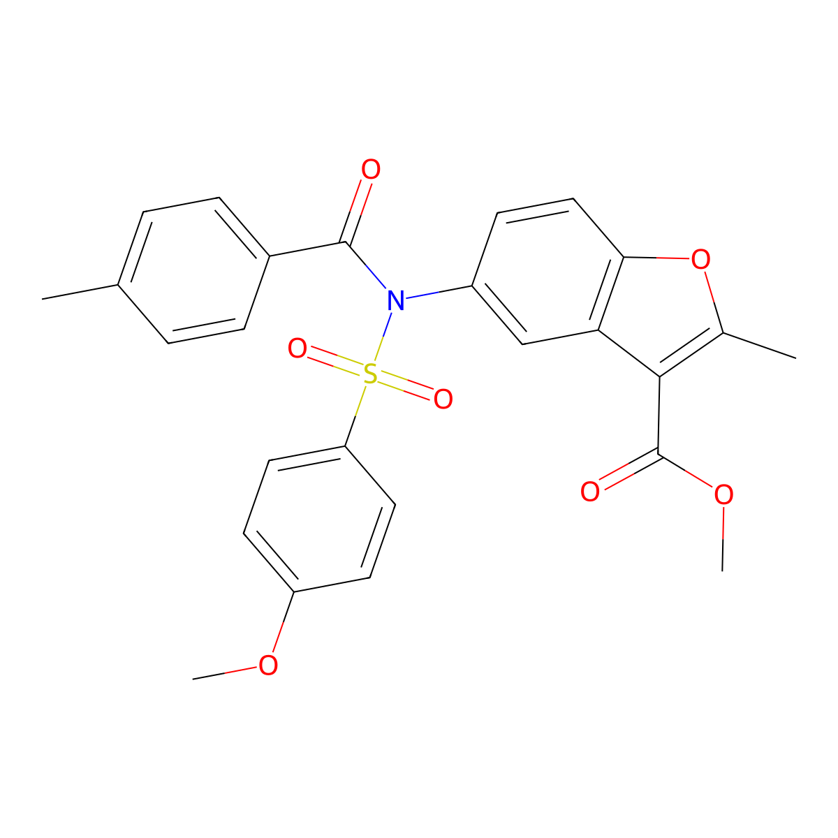 methyl 5-(N-((4-methoxyphenyl)sulfonyl)-4-methylbenzamido)-2-methylbenzofuran-3-carboxylate molecular structure, CAS 518318-59-7
