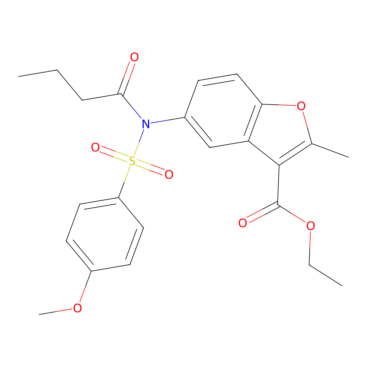 ethyl 5-(N-((4-methoxyphenyl)sulfonyl)butyramido)-2-methylbenzofuran-3-carboxylate molecular structure, CAS 518318-72-4