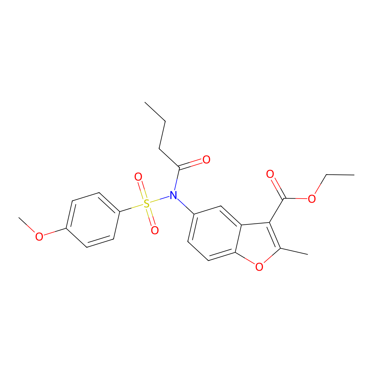 ethyl 5-(N-((4-methoxyphenyl)sulfonyl)butyramido)-2-methylbenzofuran-3-carboxylate molecular structure, CAS 518318-72-4