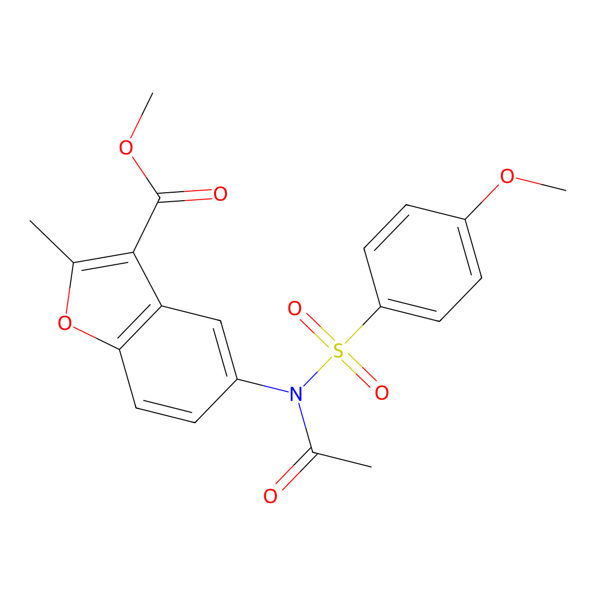 Methyl 5-[acetyl-(4-methoxyphenyl)sulfonylamino]-2-methyl-1-benzofuran-3-carboxylate molecular structure, CAS 518318-74-6