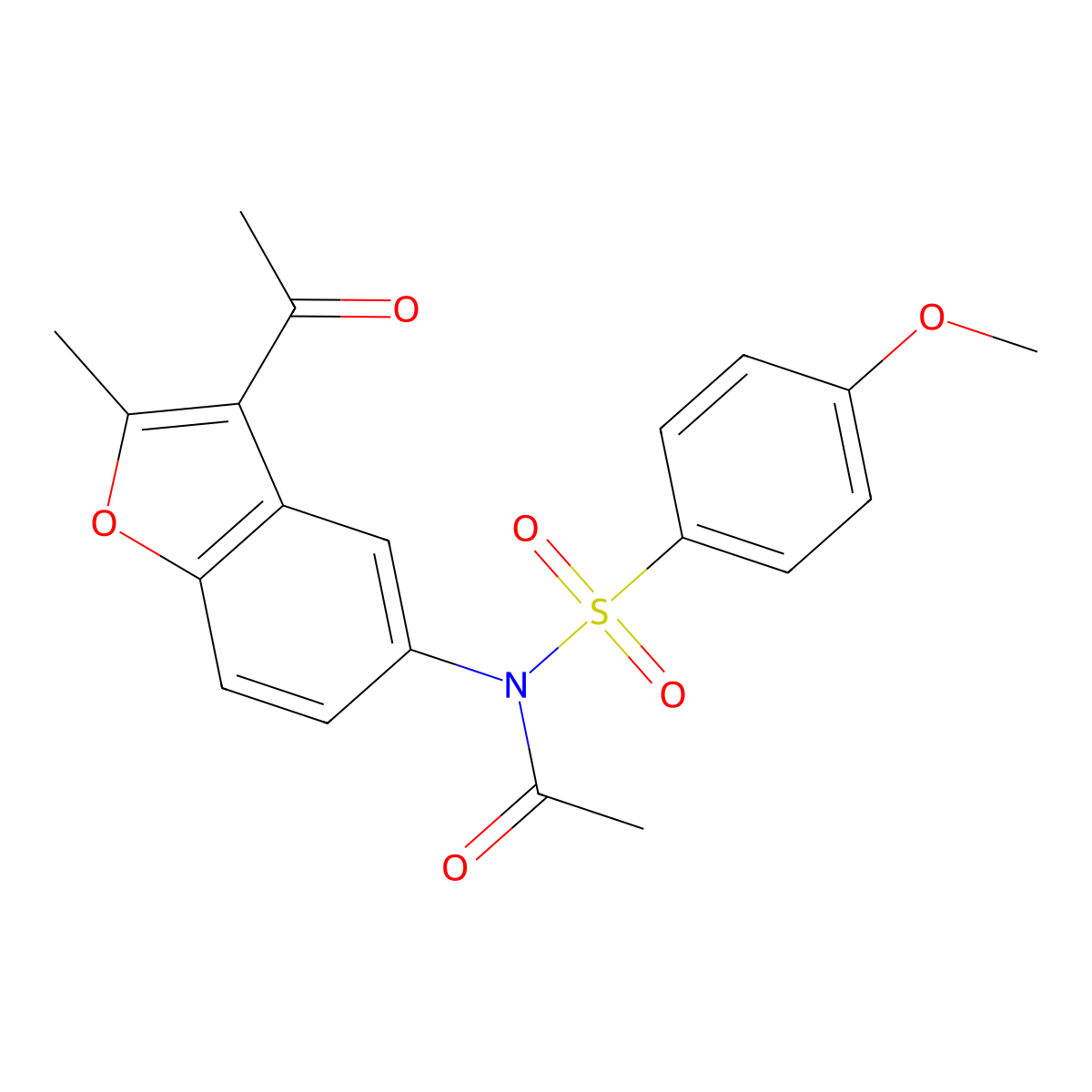 N-(3-acetyl-2-methyl-1-benzofuran-5-yl)-N-(4-methoxyphenyl)sulfonylacetamide molecular structure, CAS 518318-75-7