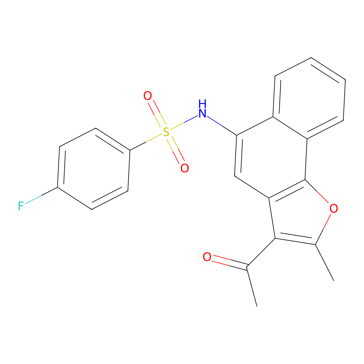 N-(3-acetyl-2-methylnaphtho[1,2-b]furan-5-yl)-4-fluorobenzenesulfonamide molecular structure, CAS 518319-32-9