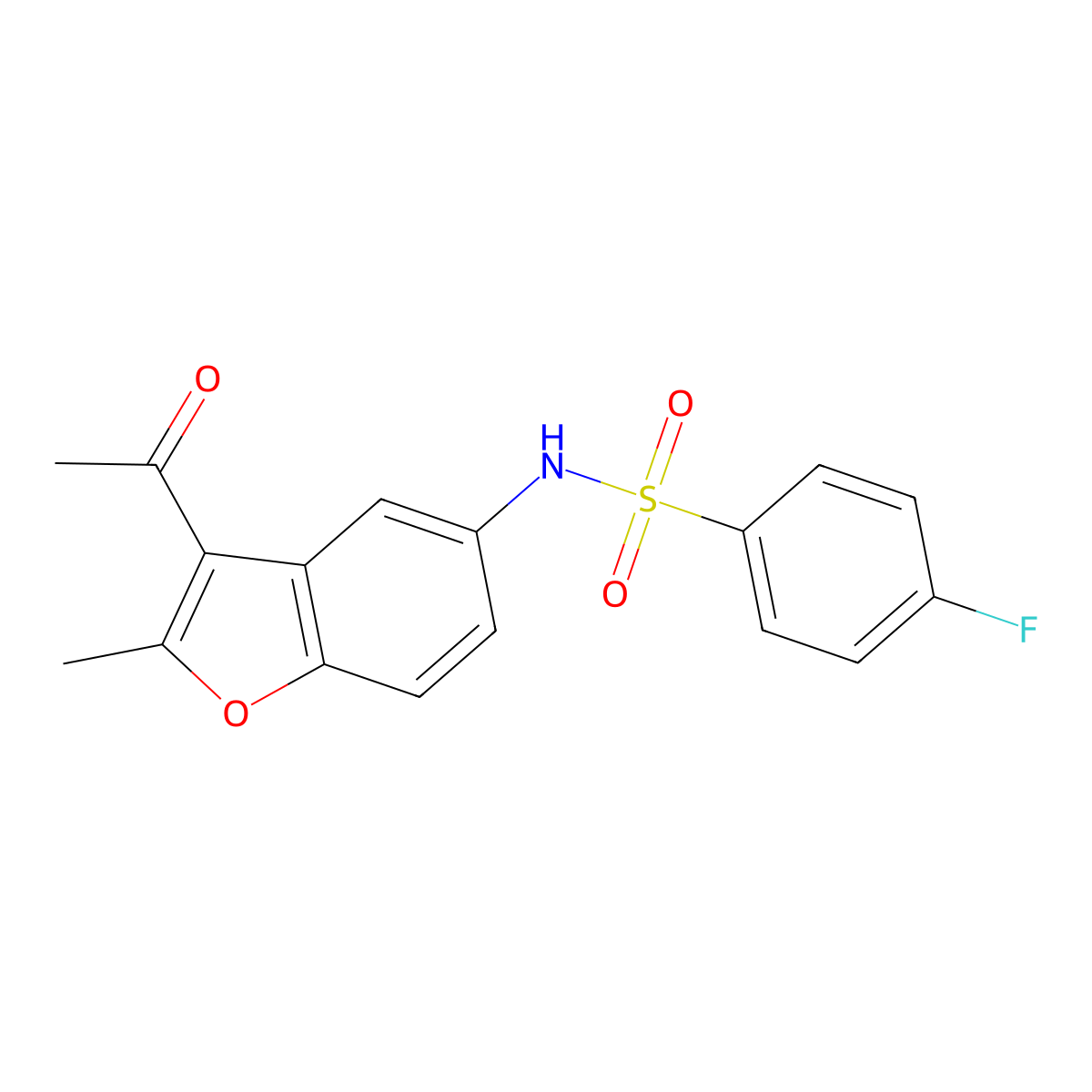 N-(3-acetyl-2-methyl-1-benzofuran-5-yl)-4-fluorobenzenesulfonamide molecular structure, CAS 518319-33-0