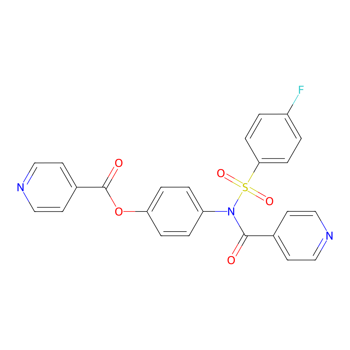 4-[[(4-Fluorophenyl)sulfonyl](isonicotinoyl)amino]phenyl isonicotinate molecular structure, CAS 518319-42-1