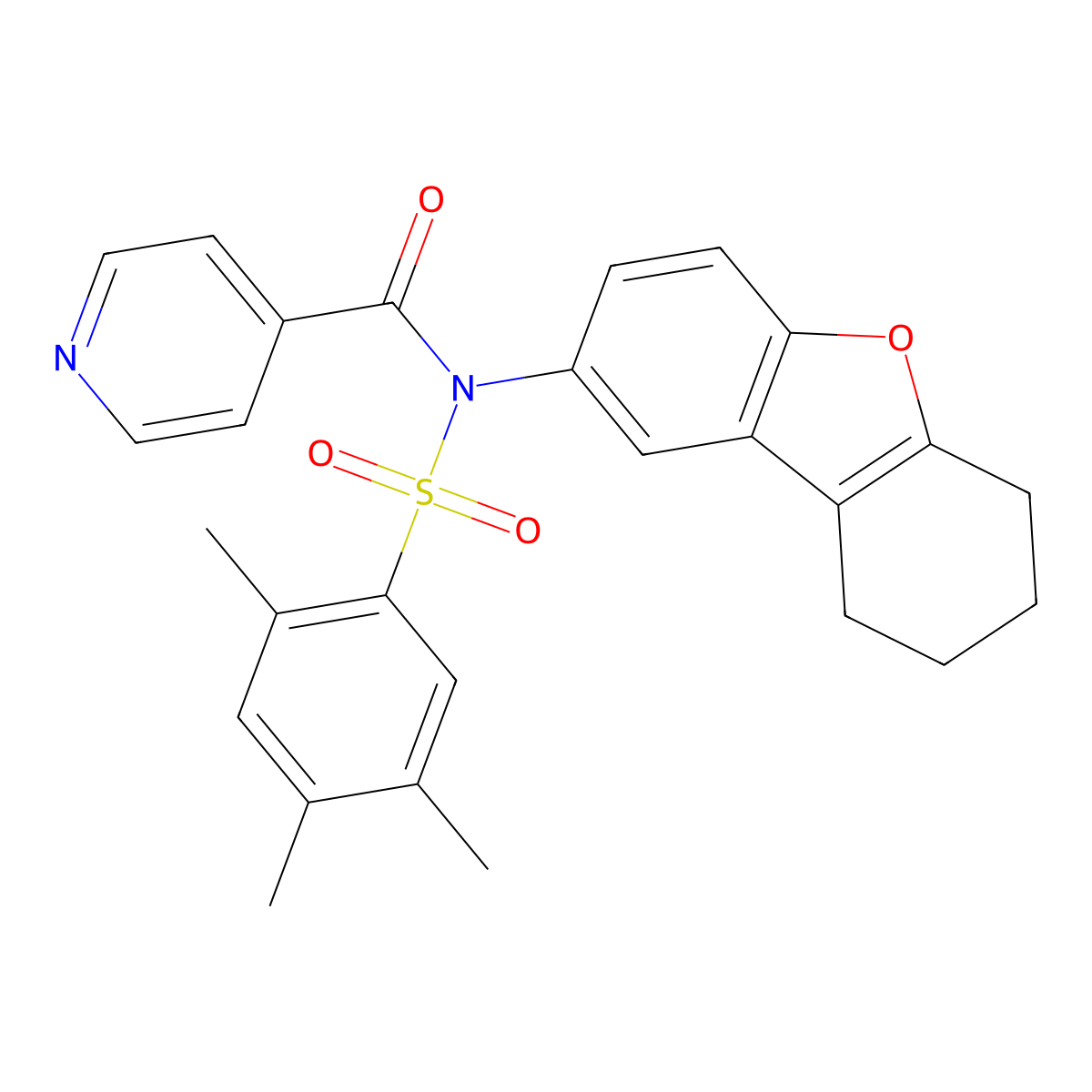 N-(6,7,8,9-tetrahydrodibenzo[b,d]furan-2-yl)-N-((2,4,5-trimethylphenyl)sulfonyl)isonicotinamide molecular structure, CAS 518319-67-0