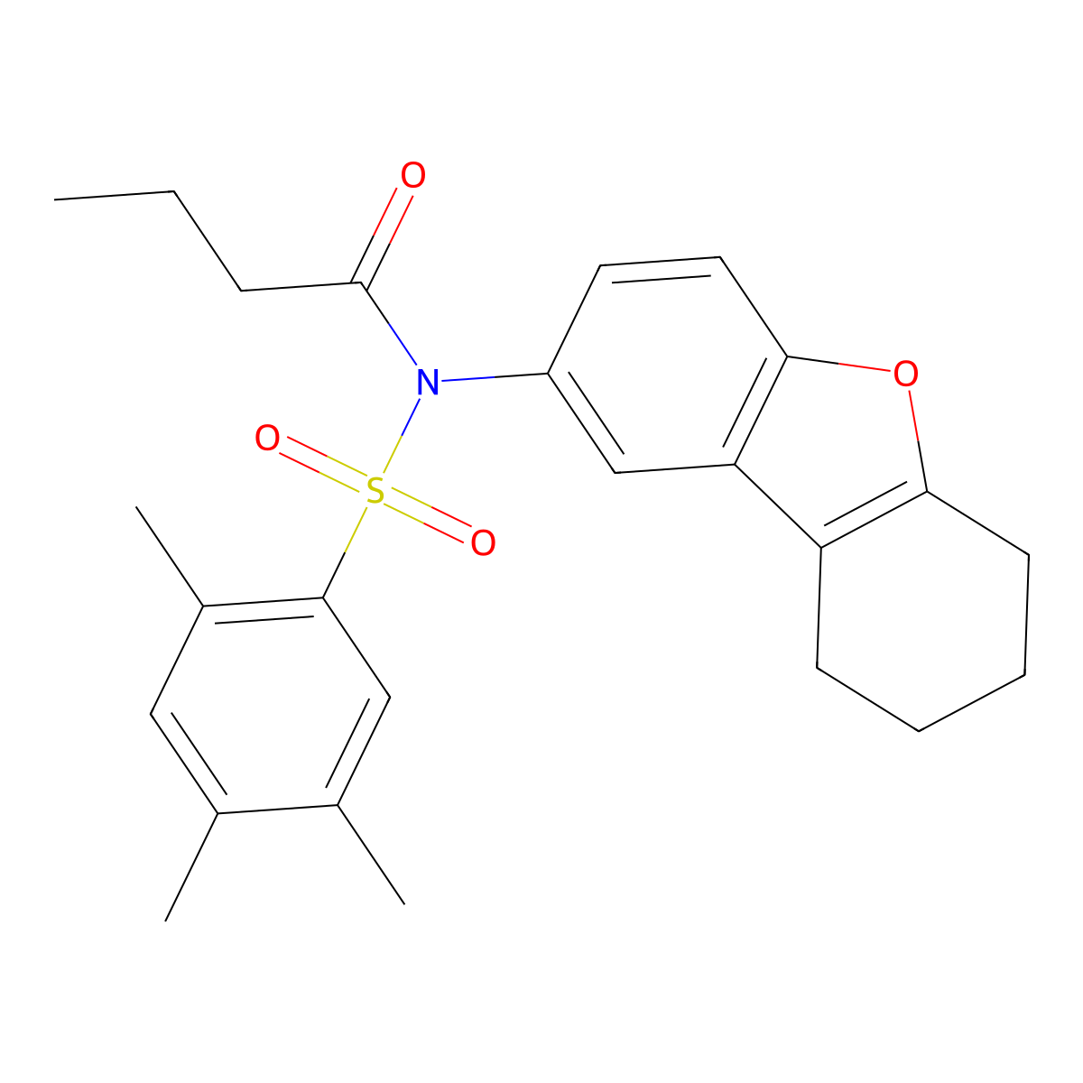 N-(6,7,8,9-tetrahydrodibenzofuran-2-yl)-N-(2,4,5-trimethylphenyl)sulfonylbutanamide molecular structure, CAS 518319-68-1