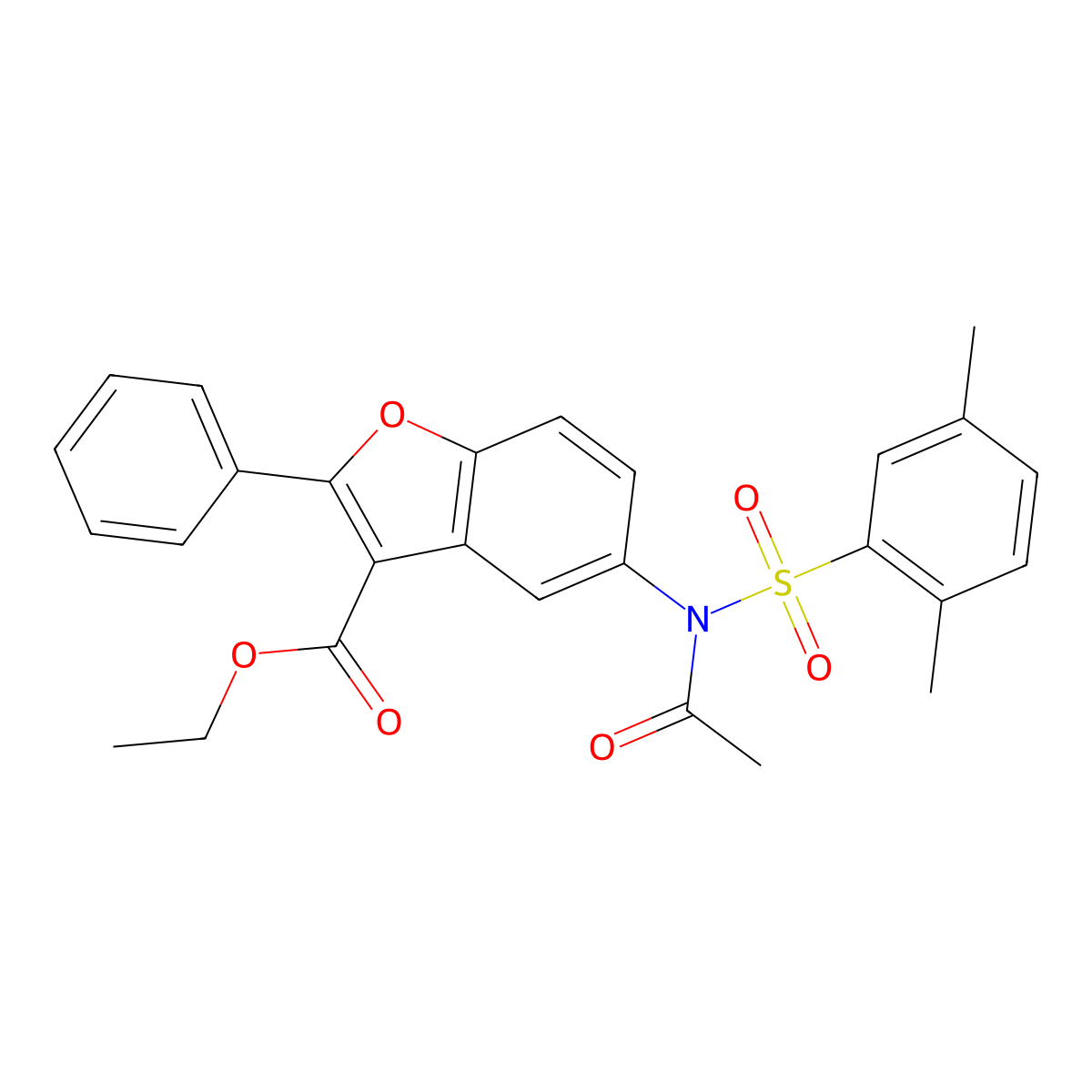 ethyl 5-[N-(2,5-dimethylbenzenesulfonyl)acetamido]-2-phenyl-1-benzofuran-3-carboxylate molecular structure, CAS 518320-38-2