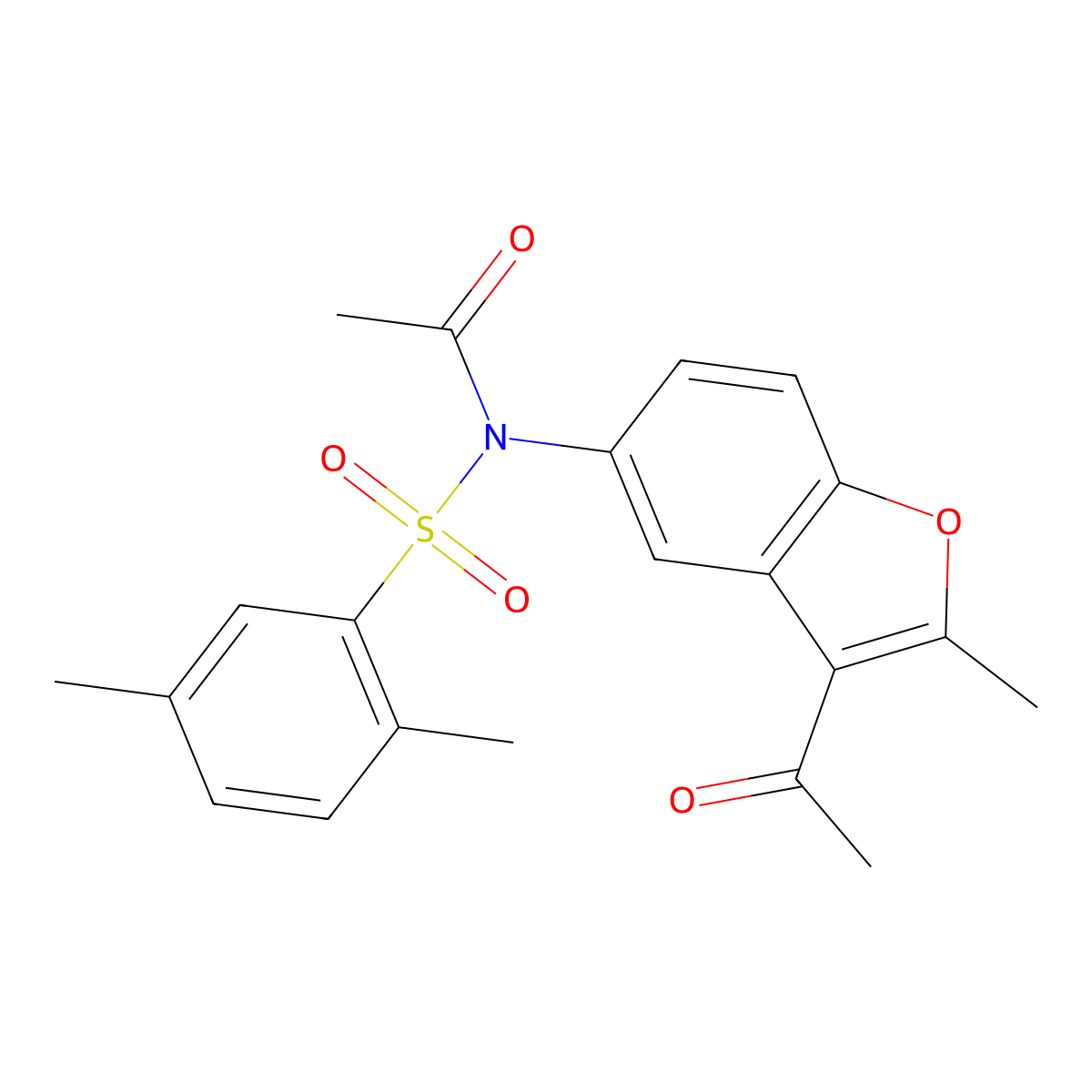 N-(3-acetyl-2-methyl-1-benzofuran-5-yl)-N-(2,5-dimethylphenyl)sulfonylacetamide molecular structure, CAS 518320-47-3