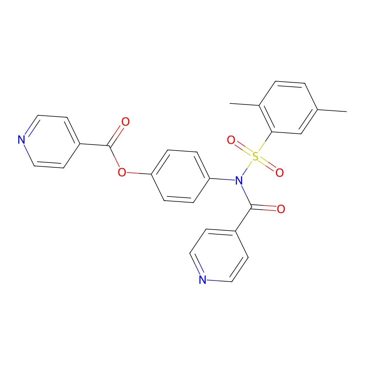4-[[(2,5-Dimethylphenyl)sulfonyl](isonicotinoyl)amino]phenyl isonicotinate molecular structure, CAS 518320-59-7