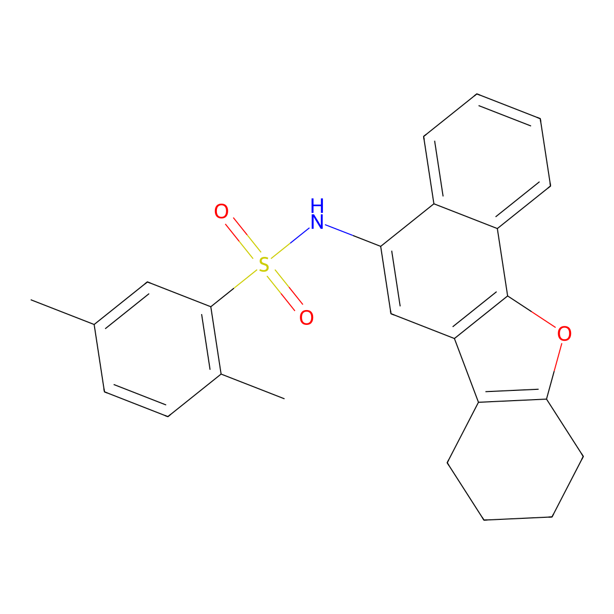 2,5-dimethyl-N-(7,8,9,10-tetrahydronaphtho[1,2-b][1]benzofuran-5-yl)benzenesulfonamide molecular structure, CAS 518320-81-5