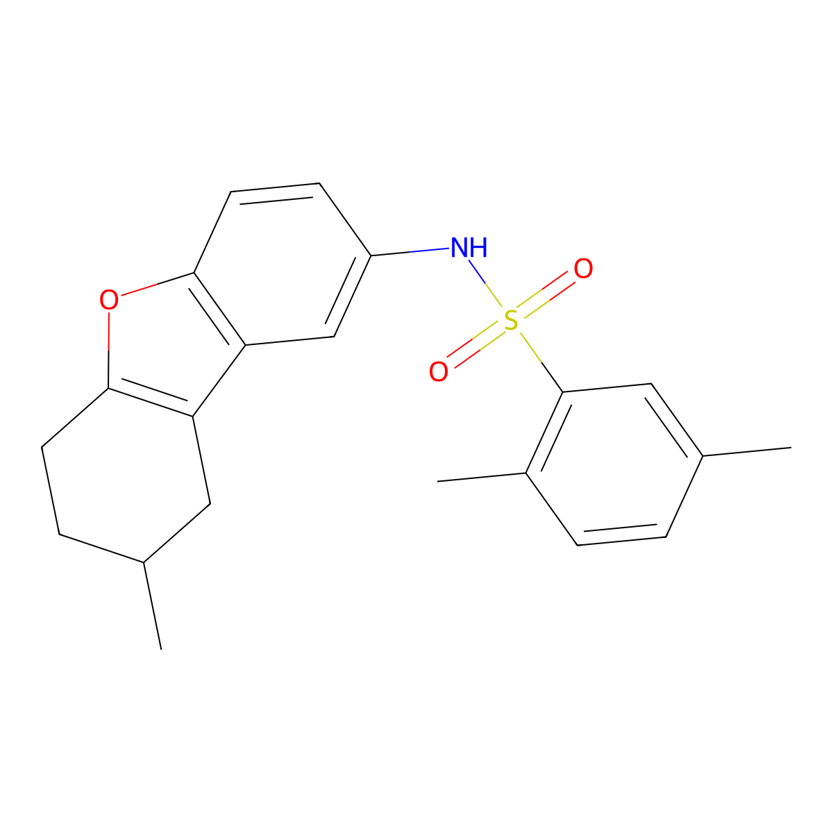 2,5-dimethyl-N-(8-methyl-6,7,8,9-tetrahydrodibenzo[b,d]furan-2-yl)benzenesulfonamide molecular structure, CAS 518320-85-9