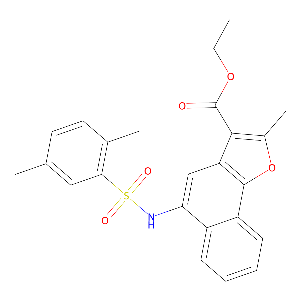Ethyl 5-{[(2,5-dimethylphenyl)sulfonyl]amino}-2-methylnaphtho[1,2-b]furan-3-carboxylate molecular structure, CAS 518320-88-2
