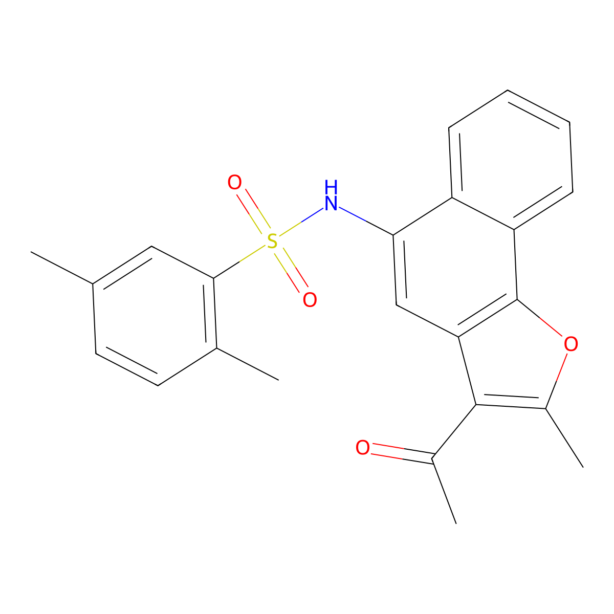 N-(3-acetyl-2-methylnaphtho[1,2-b]furan-5-yl)-2,5-dimethylbenzenesulfonamide molecular structure, CAS 518320-90-6