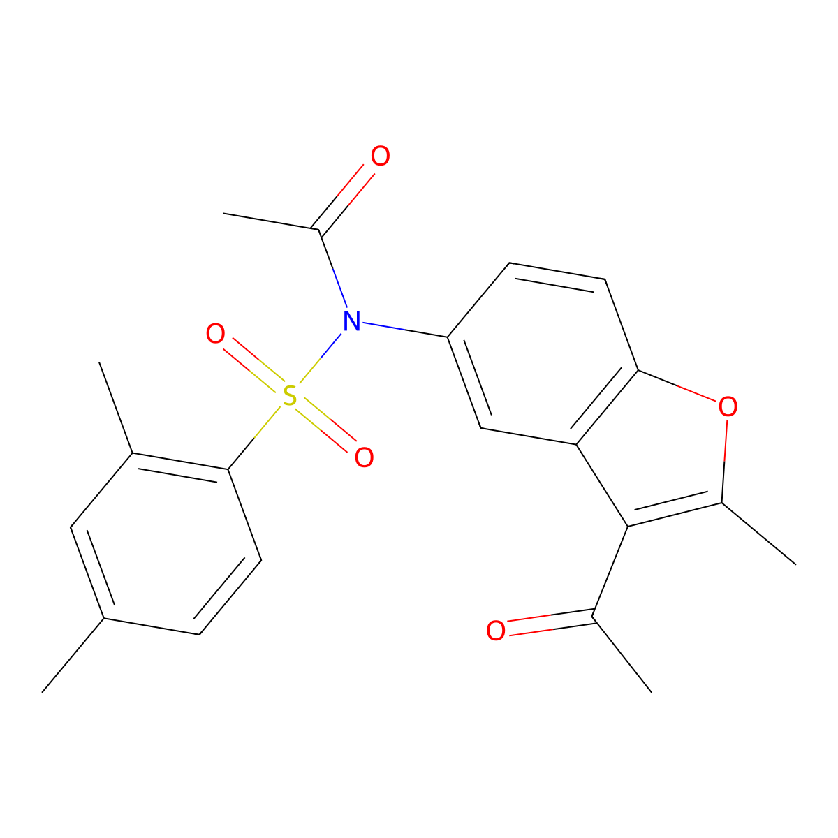 N-(3-acetyl-2-methyl-1-benzofuran-5-yl)-N-(2,4-dimethylphenyl)sulfonylacetamide molecular structure, CAS 518321-13-6