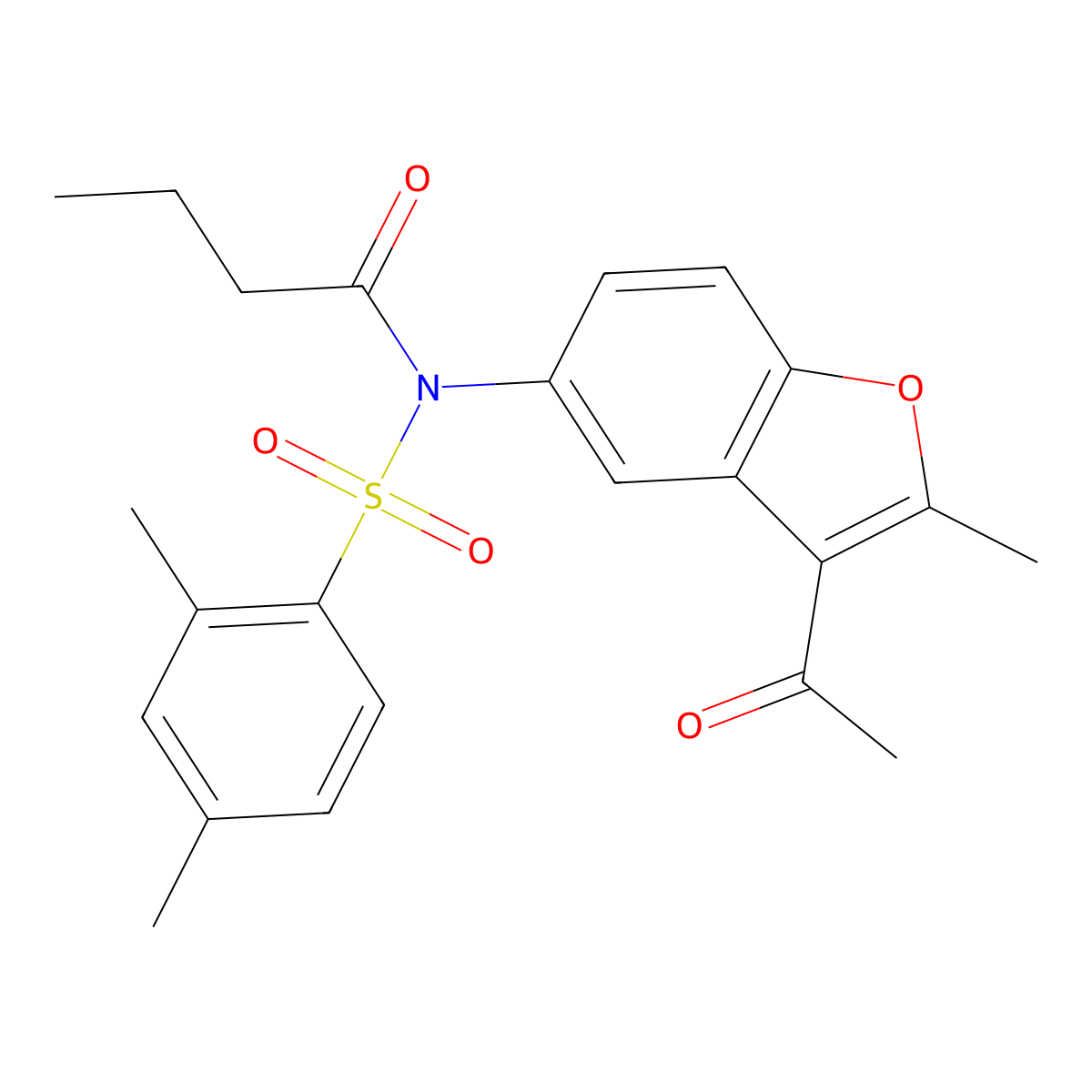 N-(3-acetyl-2-methyl-1-benzofuran-5-yl)-N-(2,4-dimethylphenyl)sulfonylbutanamide molecular structure, CAS 518321-14-7