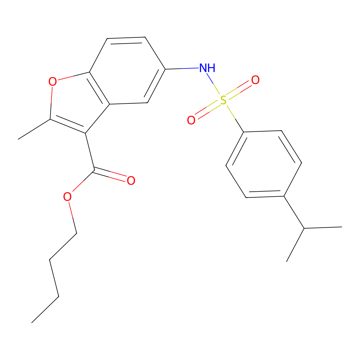 Butyl 5-{[(4-isopropylphenyl)sulfonyl]amino}-2-methyl-1-benzofuran-3-carboxylate molecular structure, CAS 518321-62-5