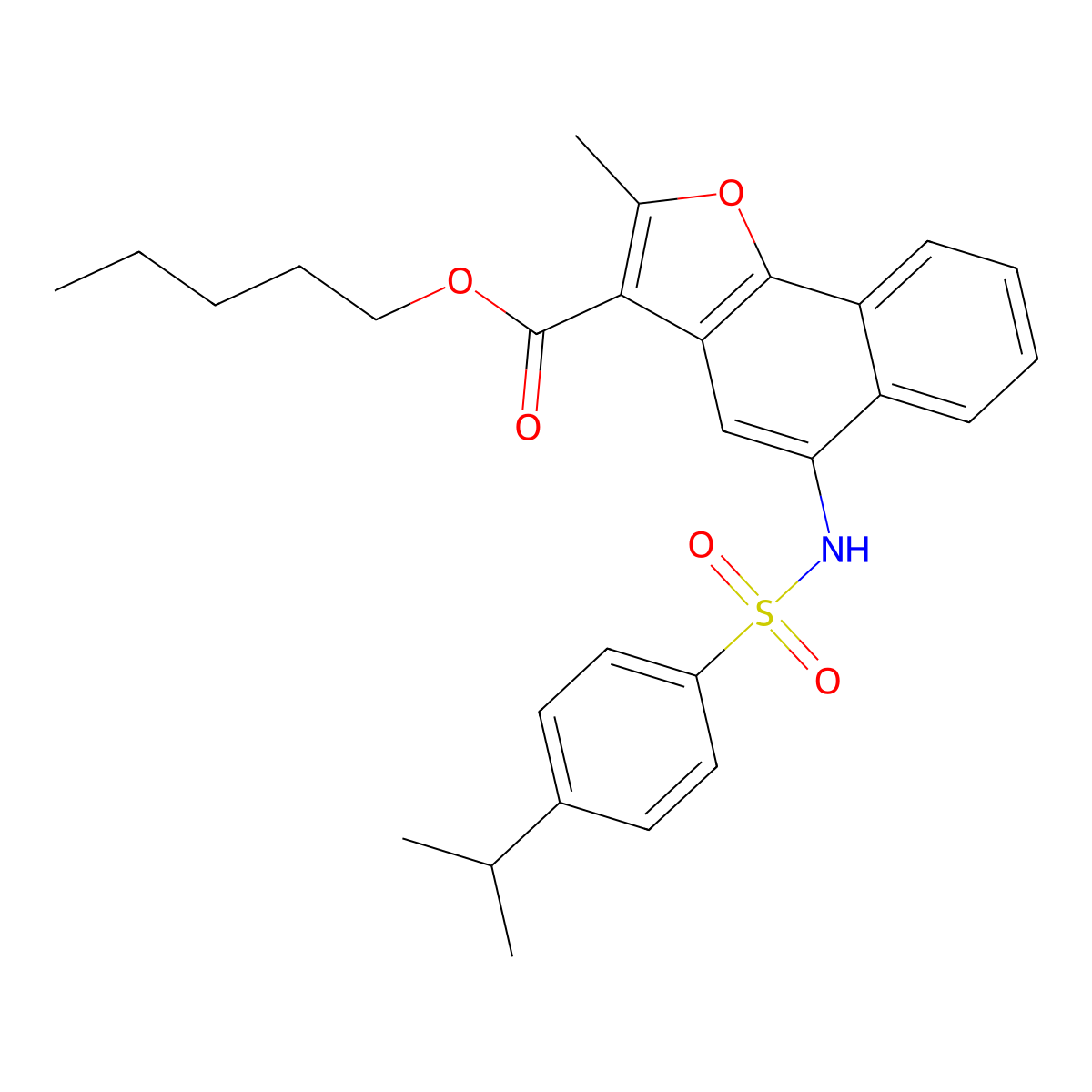 Pentyl 5-{[(4-isopropylphenyl)sulfonyl]amino}-2-methylnaphtho[1,2-b]furan-3-carboxylate molecular structure, CAS 518321-68-1