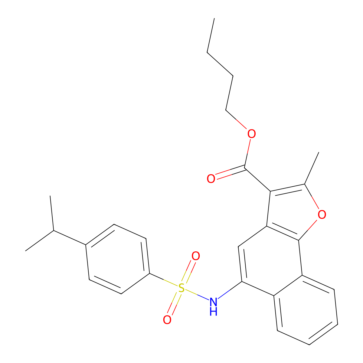 Butyl 2-methyl-5-[4-(propan-2-yl)benzenesulfonamido]naphtho[1,2-b]furan-3-carboxylate molecular structure, CAS 518321-69-2