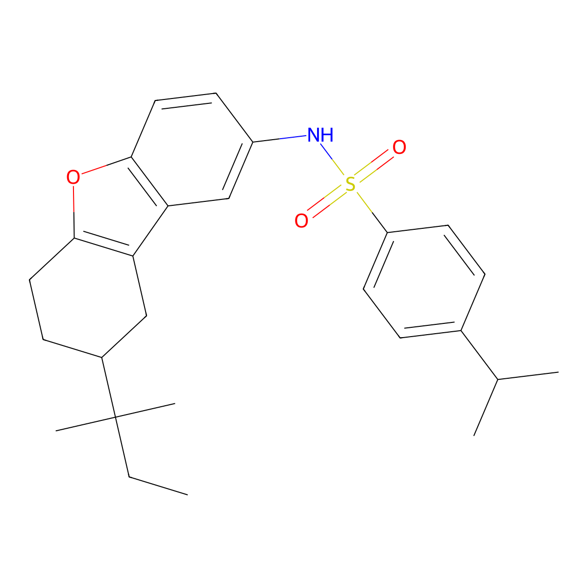 N-[8-(2-methylbutan-2-yl)-6,7,8,9-tetrahydrodibenzofuran-2-yl]-4-propan-2-ylbenzenesulfonamide molecular structure, CAS 518321-73-8