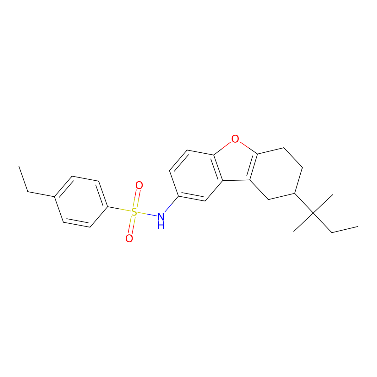 4-ethyl-N-[8-(2-methylbutan-2-yl)-6,7,8,9-tetrahydrodibenzofuran-2-yl]benzenesulfonamide molecular structure, CAS 518321-81-8