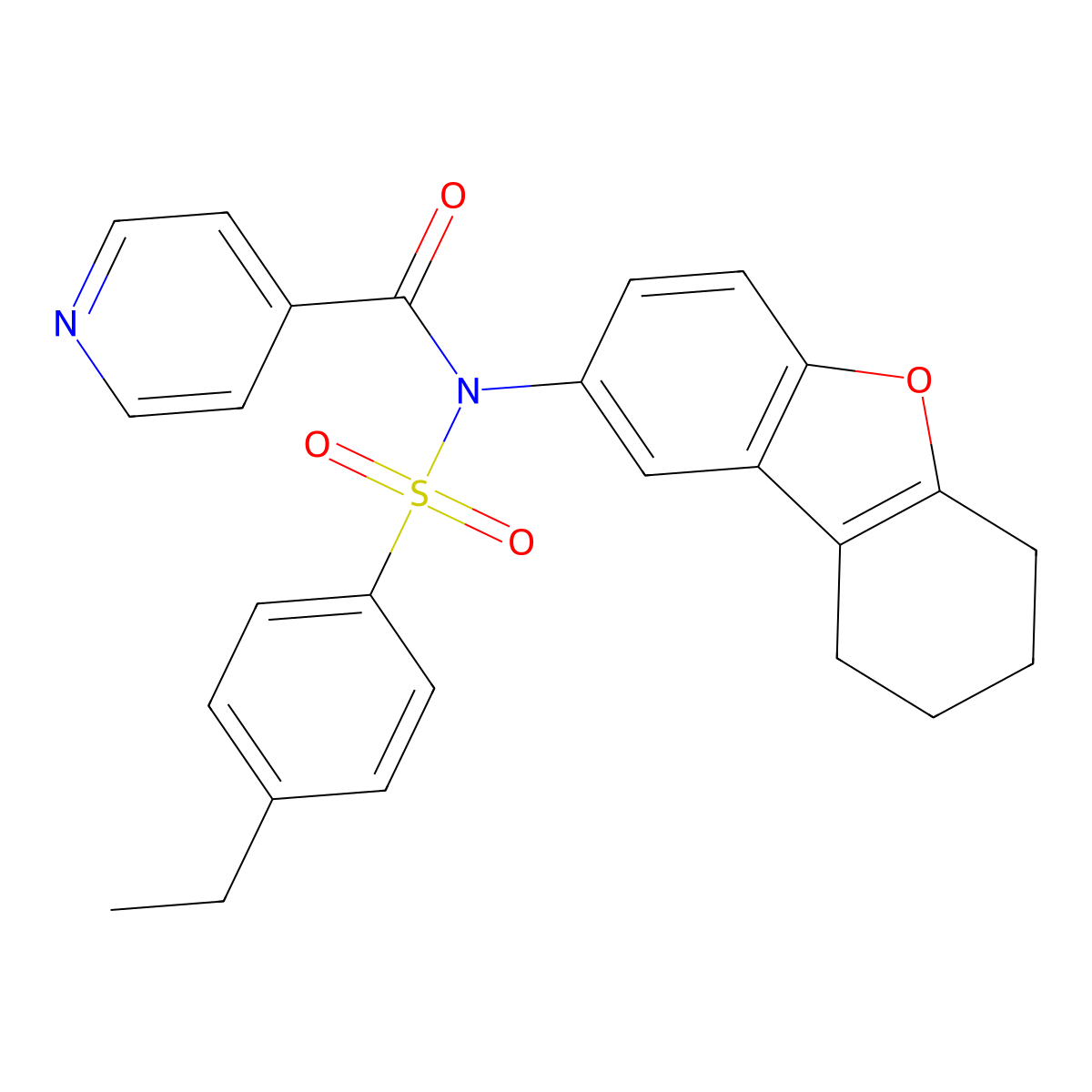N-(4-ethylphenyl)sulfonyl-N-(6,7,8,9-tetrahydrodibenzofuran-2-yl)pyridine-4-carboxamide molecular structure, CAS 518321-96-5
