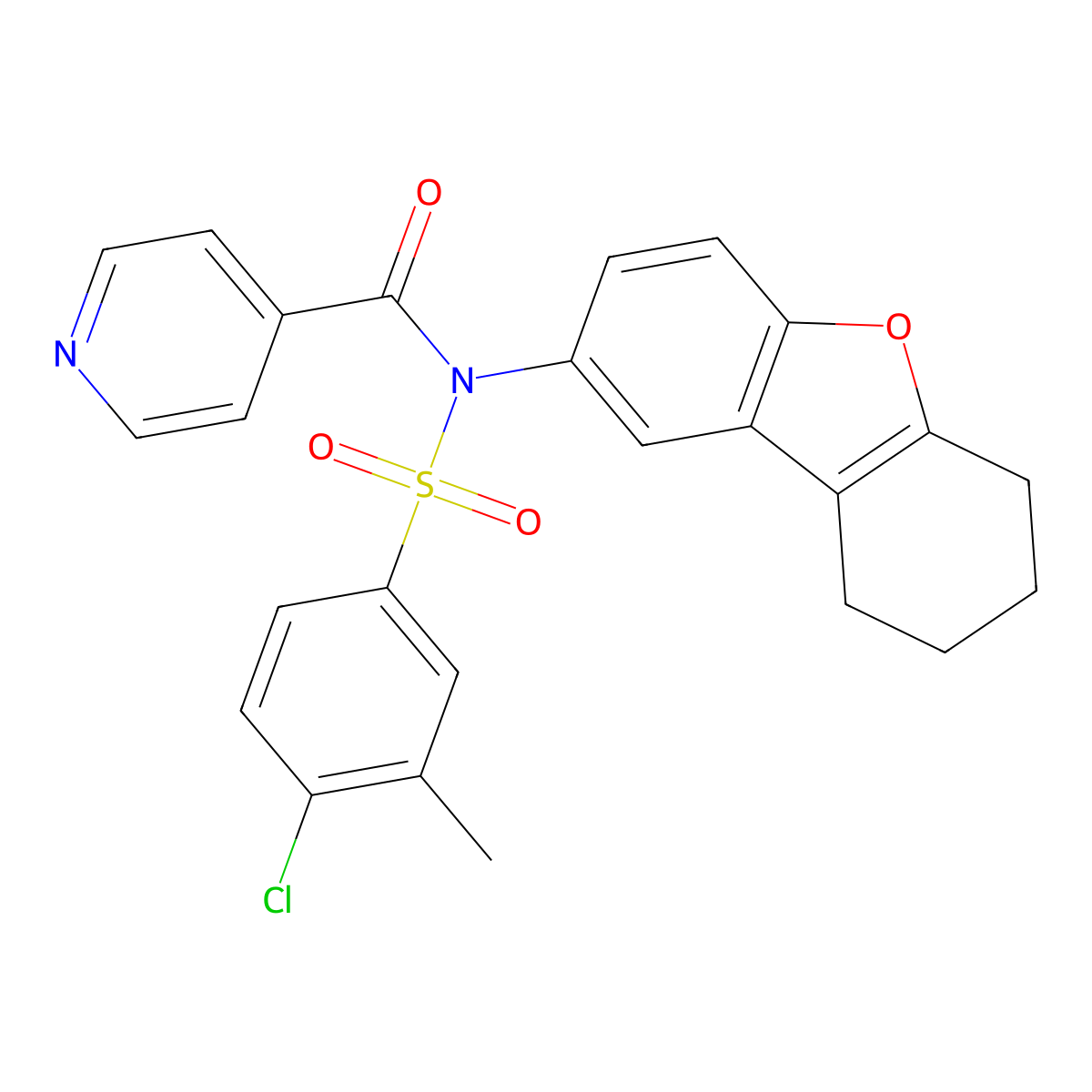 N-(4-chloro-3-methylphenyl)sulfonyl-N-(6,7,8,9-tetrahydrodibenzofuran-2-yl)pyridine-4-carboxamide molecular structure, CAS 518322-10-6