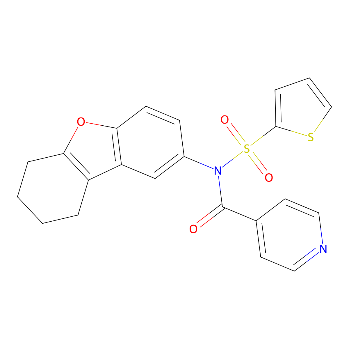 N-(6,7,8,9-tetrahydrodibenzofuran-2-yl)-N-thiophen-2-ylsulfonylpyridine-4-carboxamide molecular structure, CAS 518322-30-0