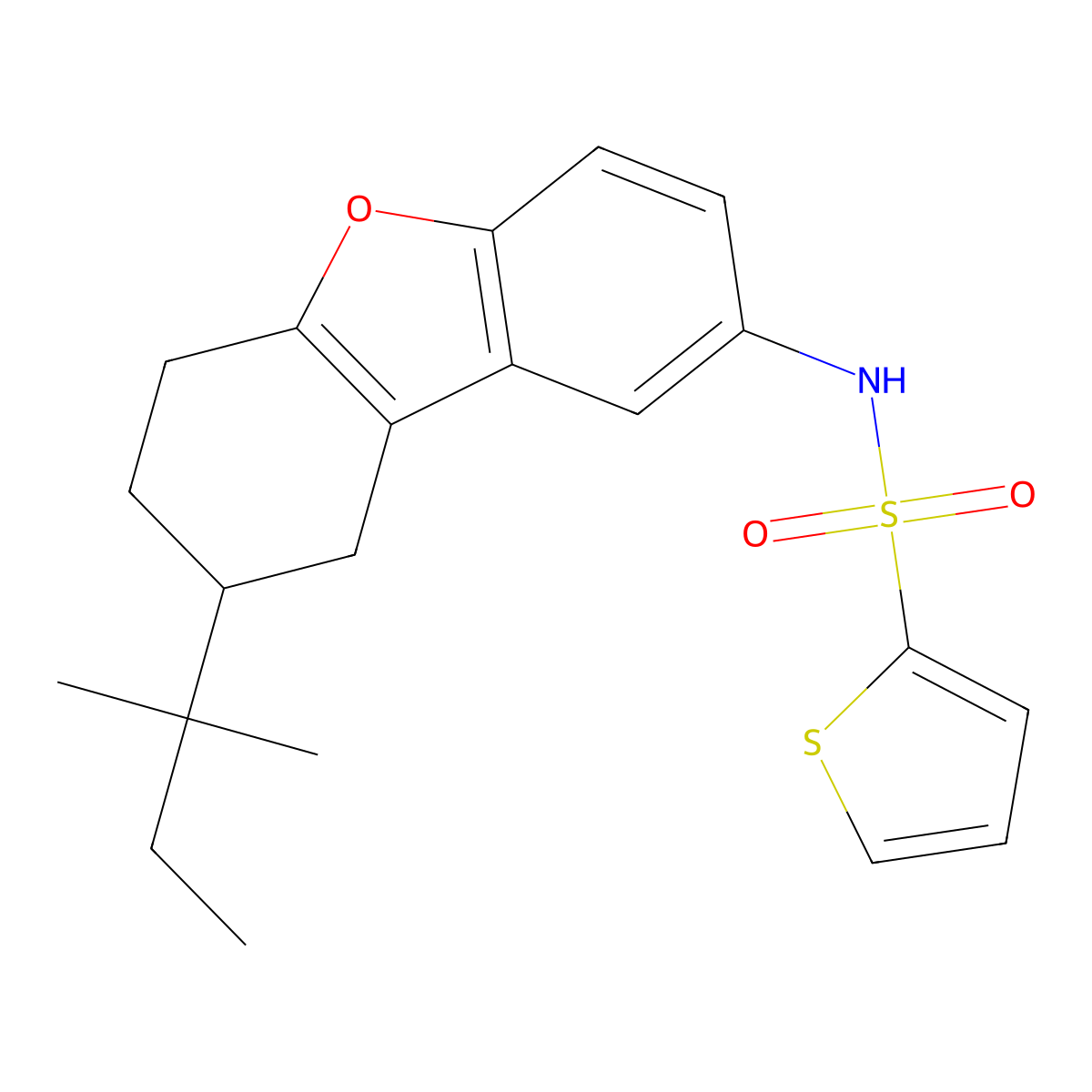 N-[8-(2-methylbutan-2-yl)-6,7,8,9-tetrahydrodibenzofuran-2-yl]thiophene-2-sulfonamide molecular structure, CAS 518330-16-0