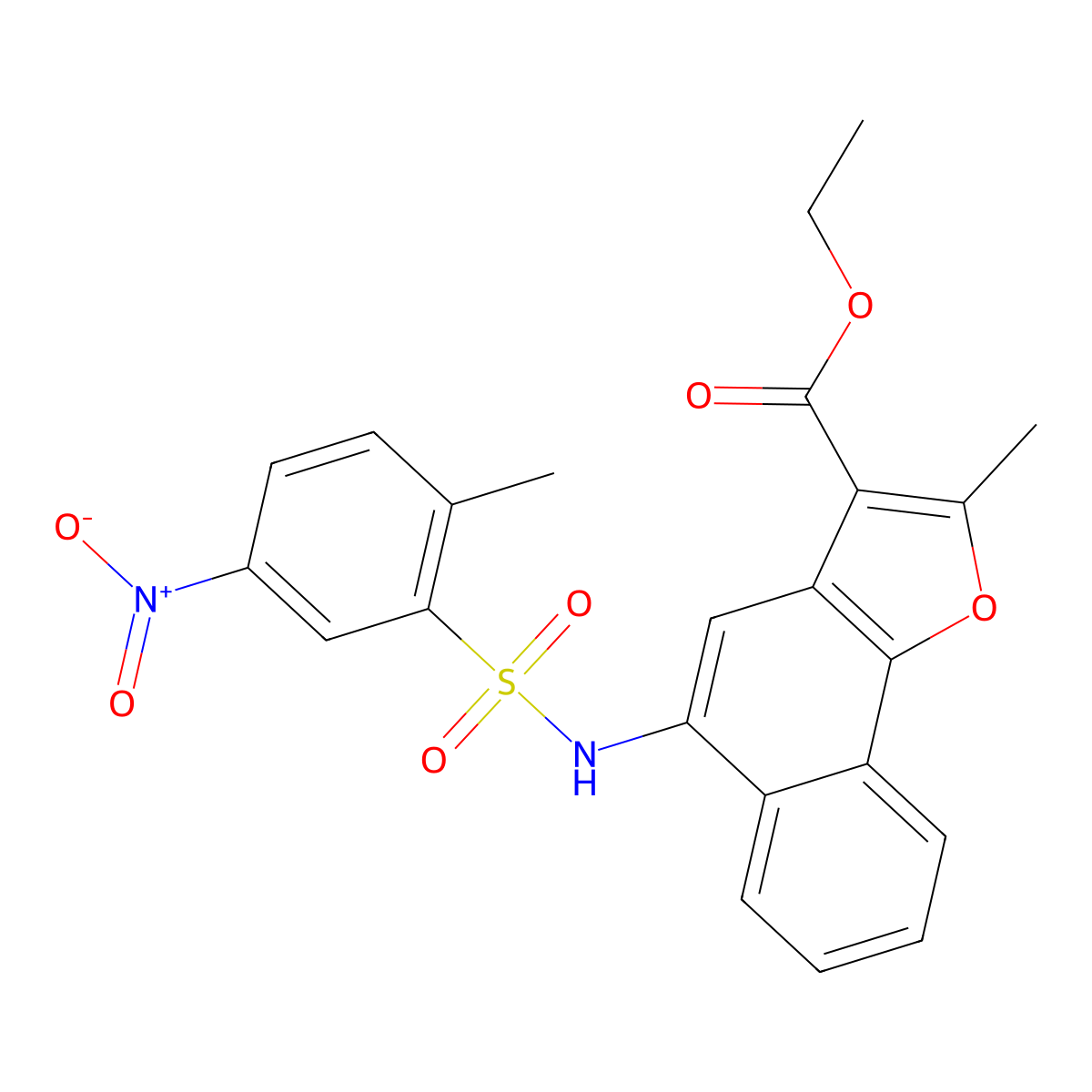 Ethyl 2-methyl-5-(2-methyl-5-nitrobenzenesulfonamido)naphtho[1,2-B]furan-3-carboxylate molecular structure, CAS 518330-66-0