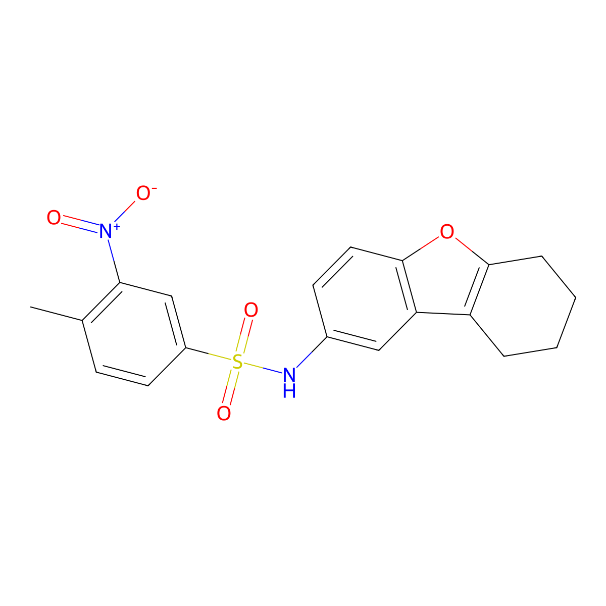 4-methyl-3-nitro-N-(6,7,8,9-tetrahydrodibenzofuran-2-yl)benzenesulfonamide molecular structure, CAS 518331-22-1